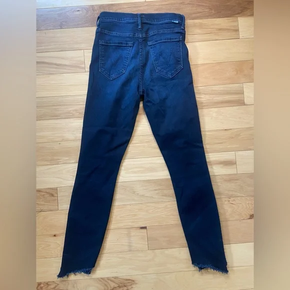 Mother The Stunner Zip Two Step Fray Jeans Womens Sz 25 Reg Dark Wash Mid Rise - Picture 4 of 11